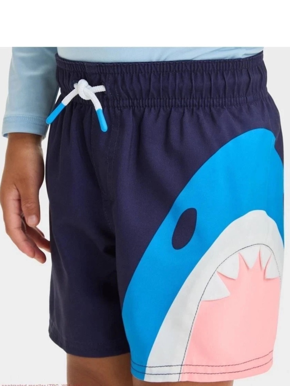 NWT Cat & Jack Toddler Boys Shark Bite Swim Trunks UPF 50+ Navy Size 2T